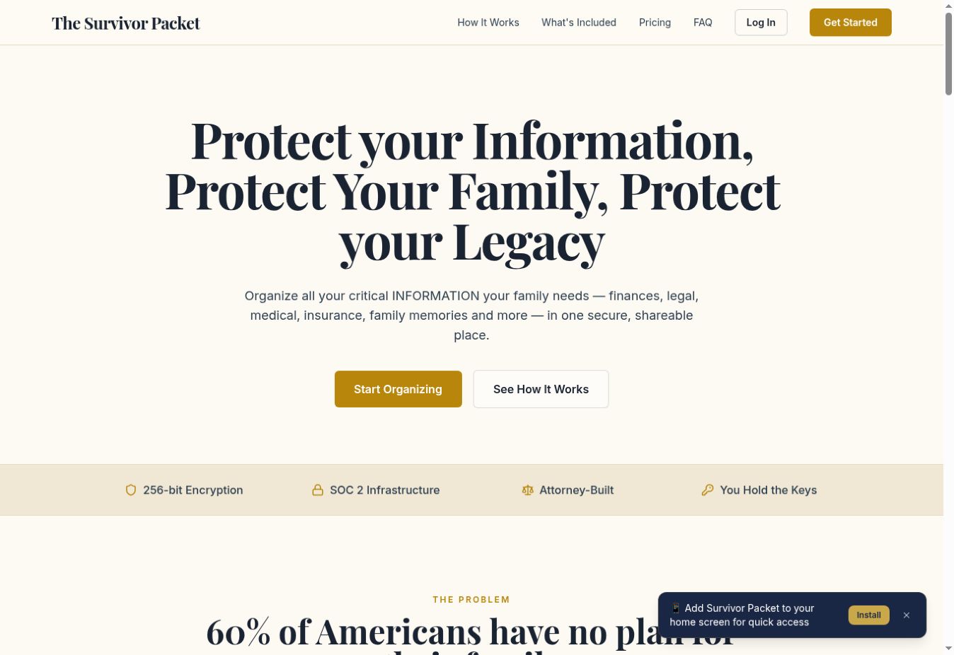 Survivor Packet homepage
